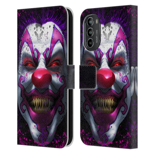 Tom Wood Horror Keep Smiling Clown Leather Book Wallet Case Cover For Motorola Moto G82 5G