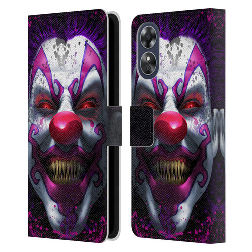 Tom Wood Horror Keep Smiling Clown Leather Book Wallet Case Cover For OPPO A17