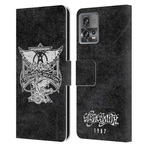 Aerosmith Black And White 1987 Permanent Vacation Leather Book Wallet Case Cover For Motorola Moto Edge 30 Fusion