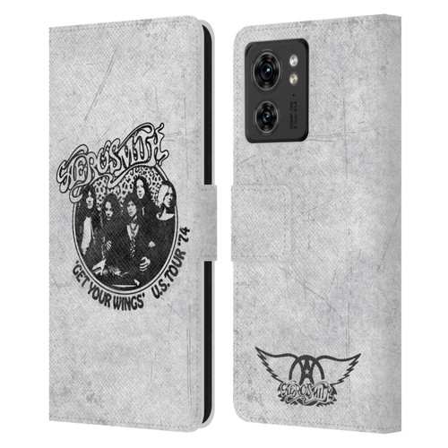 Aerosmith Black And White Get Your Wings US Tour Leather Book Wallet Case Cover For Motorola Moto Edge 40