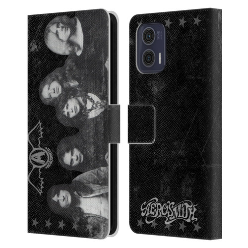 Aerosmith Black And White Vintage Photo Leather Book Wallet Case Cover For Motorola Moto G73 5G