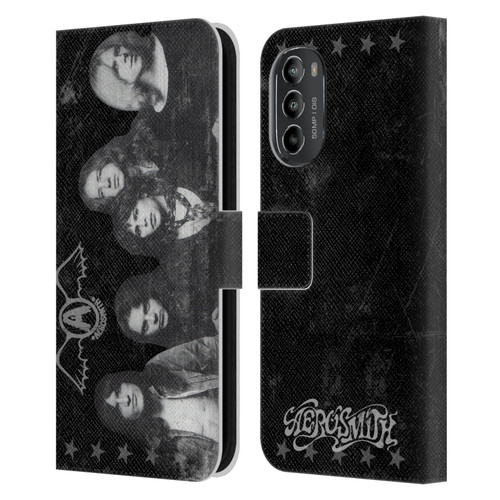 Aerosmith Black And White Vintage Photo Leather Book Wallet Case Cover For Motorola Moto G82 5G