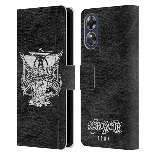 Aerosmith Black And White 1987 Permanent Vacation Leather Book Wallet Case Cover For OPPO A17