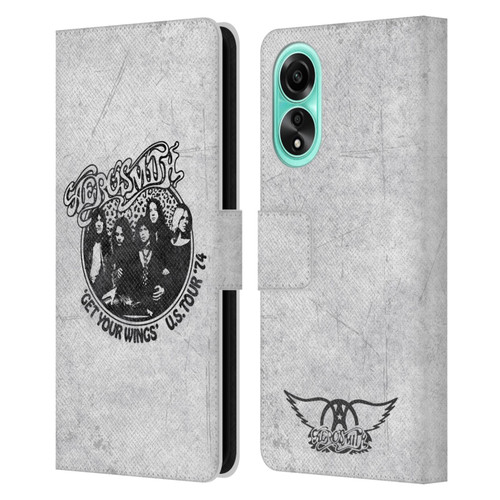 Aerosmith Black And White Get Your Wings US Tour Leather Book Wallet Case Cover For OPPO A78 5G