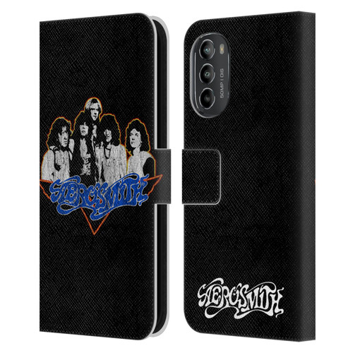Aerosmith Classics Group Photo Vintage Leather Book Wallet Case Cover For Motorola Moto G82 5G