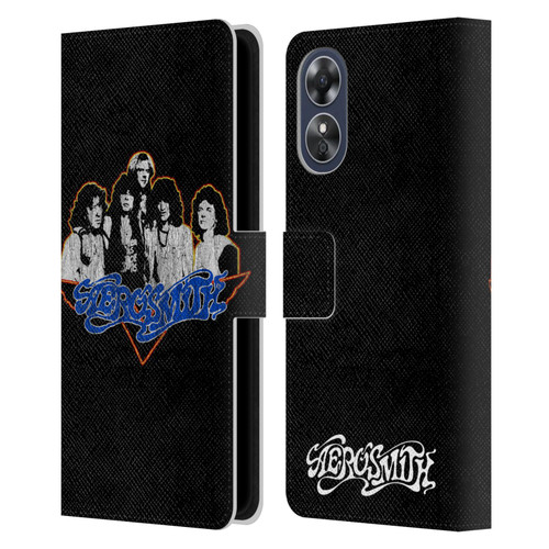 Aerosmith Classics Group Photo Vintage Leather Book Wallet Case Cover For OPPO A17