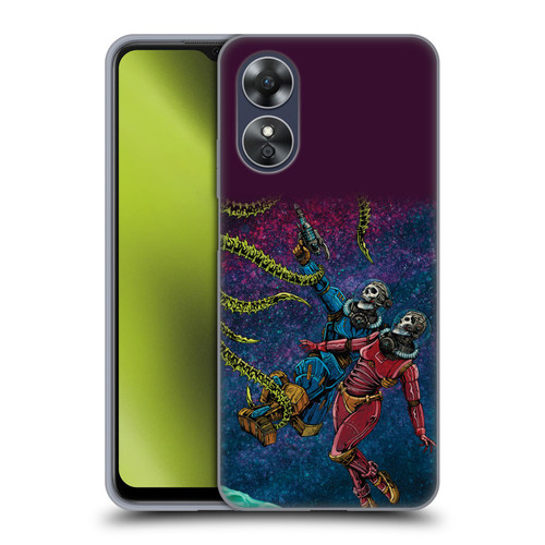 David Lozeau Colourful Grunge Astronaut Space Couple Love Soft Gel Case for OPPO A17