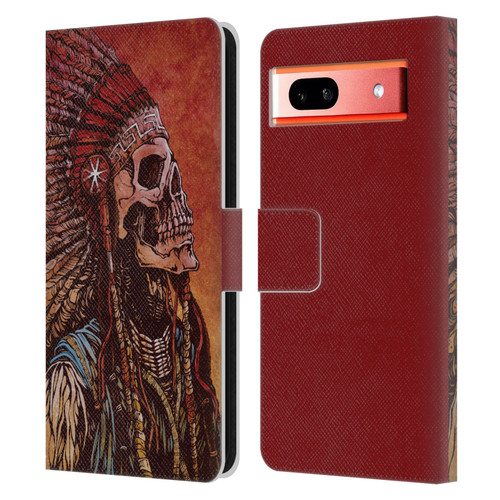 David Lozeau Colourful Grunge Native American Leather Book Wallet Case Cover For Google Pixel 7a