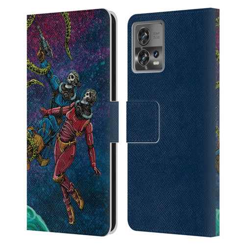 David Lozeau Colourful Grunge Astronaut Space Couple Love Leather Book Wallet Case Cover For Motorola Moto Edge 30 Fusion