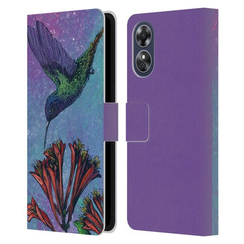 David Lozeau Colourful Grunge The Hummingbird Leather Book Wallet Case Cover For OPPO A17