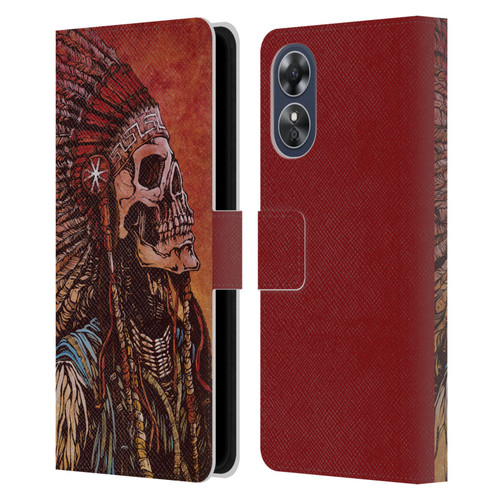 David Lozeau Colourful Grunge Native American Leather Book Wallet Case Cover For OPPO A17
