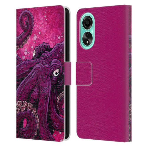 David Lozeau Colourful Grunge Octopus Squid Leather Book Wallet Case Cover For OPPO A78 4G