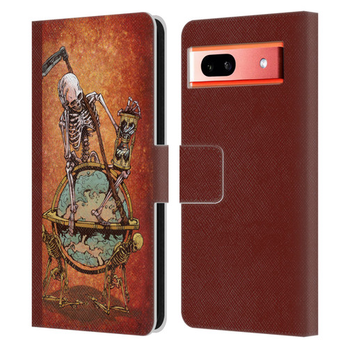 David Lozeau Colourful Art Memento Mori Leather Book Wallet Case Cover For Google Pixel 7a