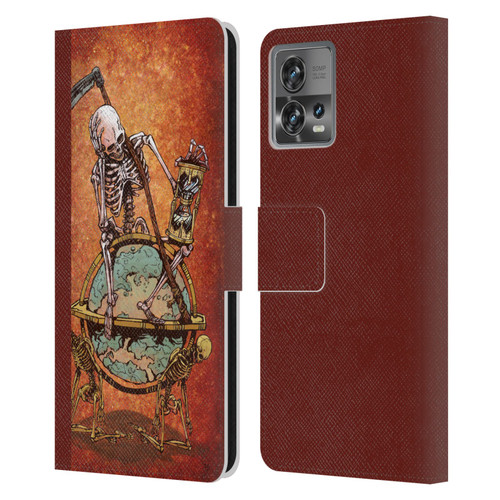 David Lozeau Colourful Art Memento Mori Leather Book Wallet Case Cover For Motorola Moto Edge 30 Fusion