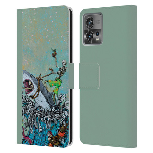 David Lozeau Colourful Art Surfing Leather Book Wallet Case Cover For Motorola Moto Edge 30 Fusion