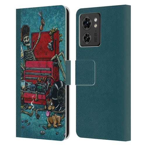 David Lozeau Colourful Art Garage Leather Book Wallet Case Cover For Motorola Moto Edge 40