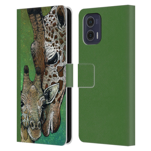 David Lozeau Colourful Art Giraffe Leather Book Wallet Case Cover For Motorola Moto G73 5G