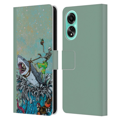 David Lozeau Colourful Art Surfing Leather Book Wallet Case Cover For OPPO A78 4G
