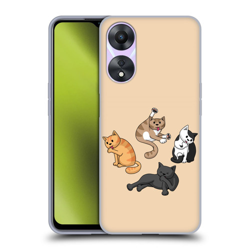 Beth Wilson Doodle Cats 2 Washing Time Soft Gel Case for OPPO A78 5G