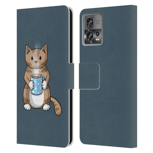 Beth Wilson Doodlecats Coffee Drinking Leather Book Wallet Case Cover For Motorola Moto Edge 30 Fusion