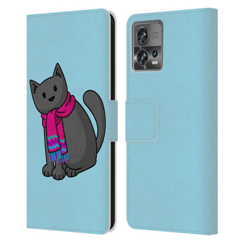 Beth Wilson Doodlecats Cold In A Scarf Leather Book Wallet Case Cover For Motorola Moto Edge 30 Fusion
