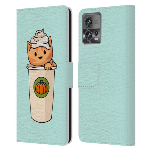 Beth Wilson Doodlecats Pumpkin Spice Latte Leather Book Wallet Case Cover For Motorola Moto Edge 30 Fusion