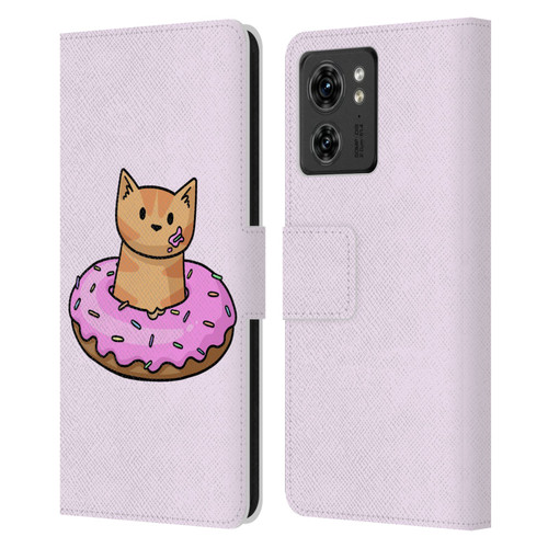 Beth Wilson Doodlecats Donut Leather Book Wallet Case Cover For Motorola Moto Edge 40