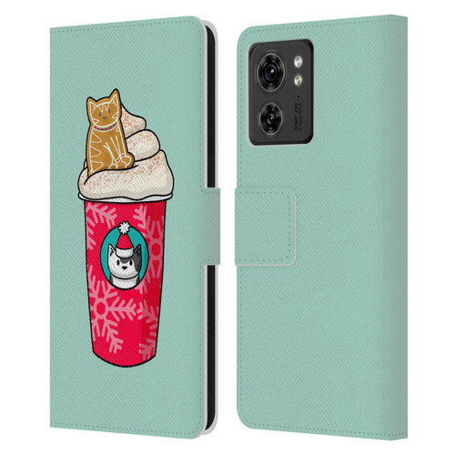 Beth Wilson Doodlecats Gingerbread Latte Leather Book Wallet Case Cover For Motorola Moto Edge 40