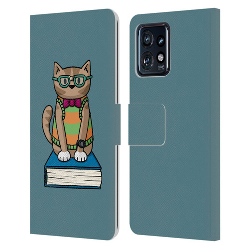 Beth Wilson Doodlecats Nerd Leather Book Wallet Case Cover For Motorola Moto Edge 40 Pro