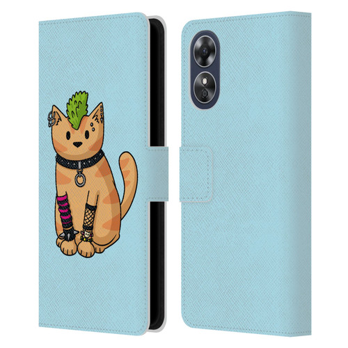 Beth Wilson Doodlecats Punk 2 Leather Book Wallet Case Cover For OPPO A17