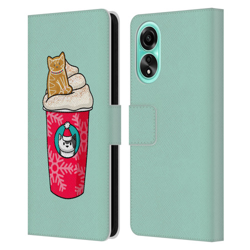 Beth Wilson Doodlecats Gingerbread Latte Leather Book Wallet Case Cover For OPPO A78 4G