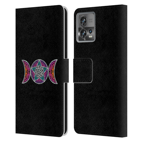 Beth Wilson Celtic Knot Stars Pagan Triple Moon Leather Book Wallet Case Cover For Motorola Moto Edge 30 Fusion