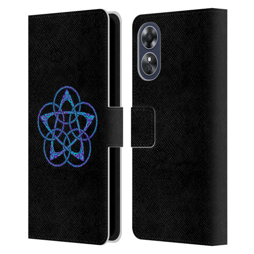 Beth Wilson Celtic Knot Stars Blue & Purple Circles Leather Book Wallet Case Cover For OPPO A17