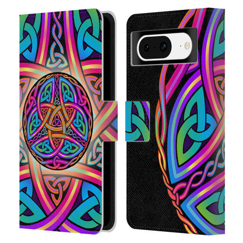 Beth Wilson Rainbow Celtic Knots Divine Leather Book Wallet Case Cover For Google Pixel 8