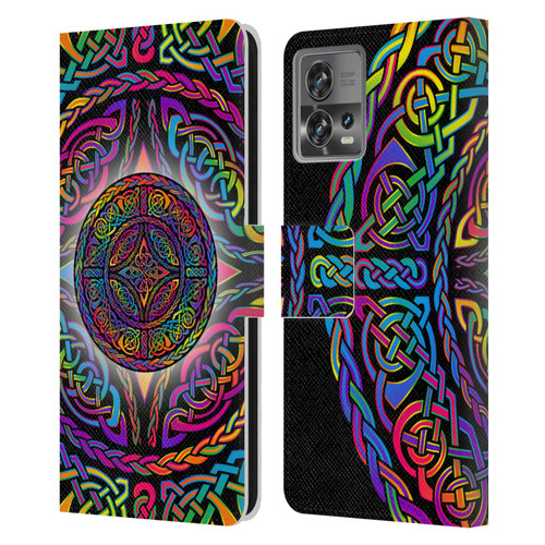 Beth Wilson Rainbow Celtic Knots Shield Leather Book Wallet Case Cover For Motorola Moto Edge 30 Fusion
