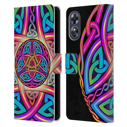 Beth Wilson Rainbow Celtic Knots Divine Leather Book Wallet Case Cover For OPPO A17