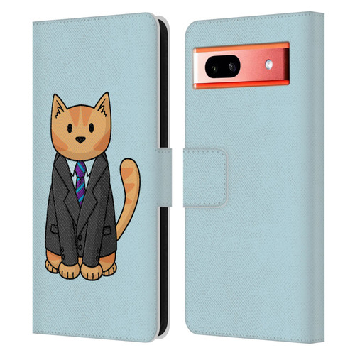 Beth Wilson Doodle Cats 2 Business Suit Leather Book Wallet Case Cover For Google Pixel 7a