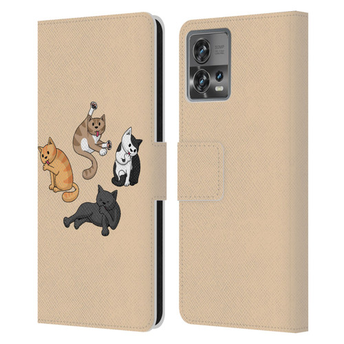 Beth Wilson Doodle Cats 2 Washing Time Leather Book Wallet Case Cover For Motorola Moto Edge 30 Fusion