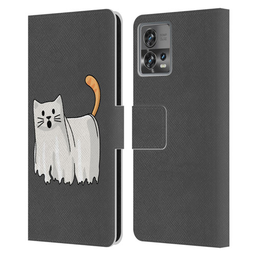 Beth Wilson Doodle Cats 2 Halloween Ghost Leather Book Wallet Case Cover For Motorola Moto Edge 30 Fusion