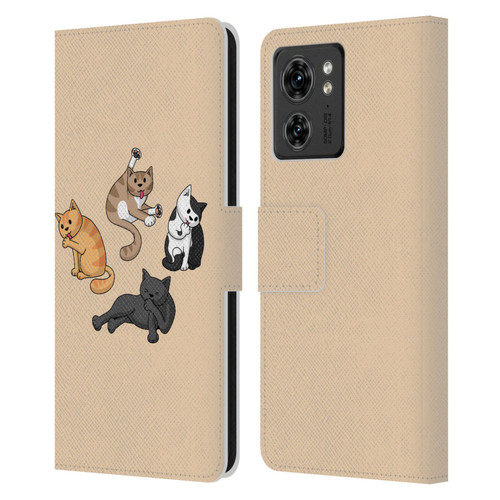 Beth Wilson Doodle Cats 2 Washing Time Leather Book Wallet Case Cover For Motorola Moto Edge 40