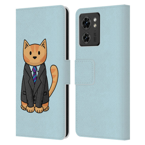 Beth Wilson Doodle Cats 2 Business Suit Leather Book Wallet Case Cover For Motorola Moto Edge 40