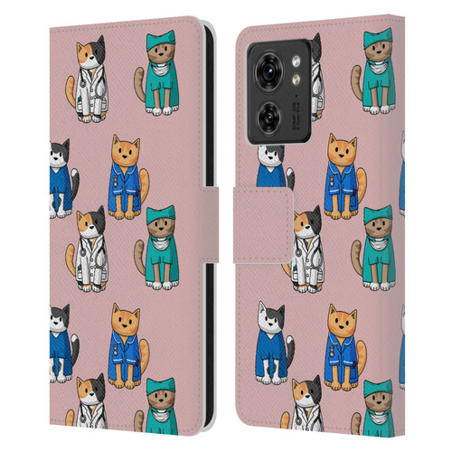 Beth Wilson Doodle Cats 2 Professionals Leather Book Wallet Case Cover For Motorola Moto Edge 40