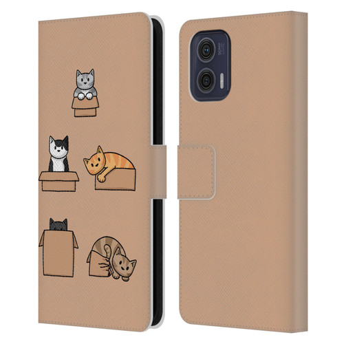 Beth Wilson Doodle Cats 2 Boxes Leather Book Wallet Case Cover For Motorola Moto G73 5G