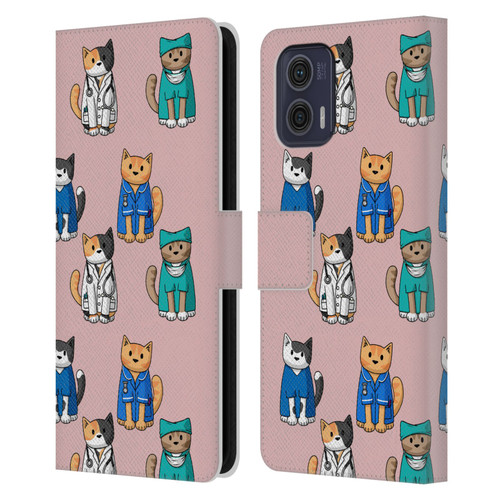 Beth Wilson Doodle Cats 2 Professionals Leather Book Wallet Case Cover For Motorola Moto G73 5G