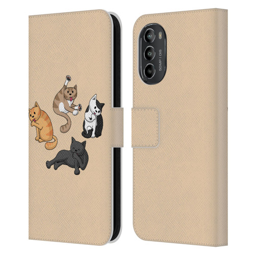 Beth Wilson Doodle Cats 2 Washing Time Leather Book Wallet Case Cover For Motorola Moto G82 5G