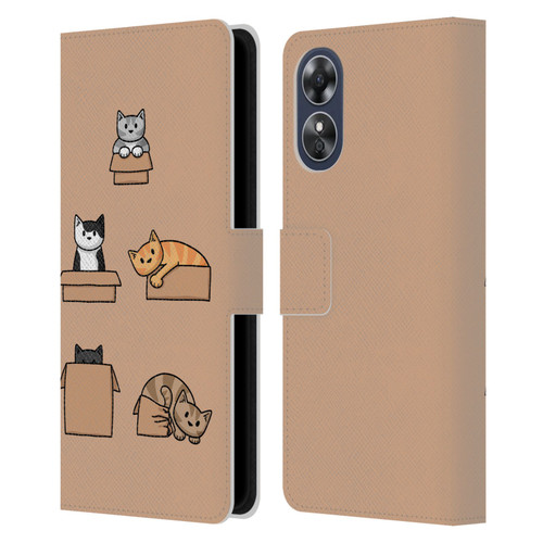 Beth Wilson Doodle Cats 2 Boxes Leather Book Wallet Case Cover For OPPO A17