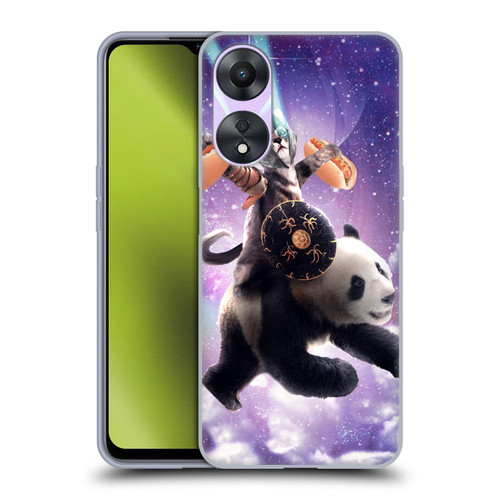 Random Galaxy Mixed Designs Warrior Cat Riding Panda Soft Gel Case for OPPO A78 4G