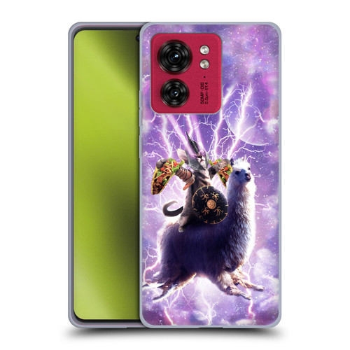 Random Galaxy Space Llama Lazer Cat & Tacos Soft Gel Case for Motorola Moto Edge 40