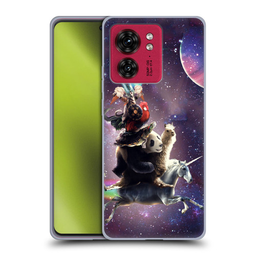 Random Galaxy Space Llama Unicorn Space Ride Soft Gel Case for Motorola Moto Edge 40