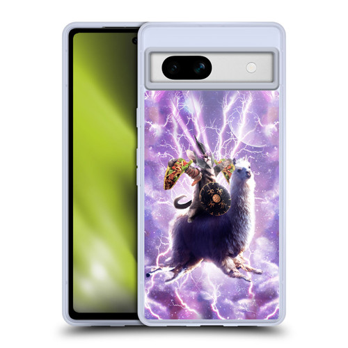 Random Galaxy Space Llama Lazer Cat & Tacos Soft Gel Case for Google Pixel 7a